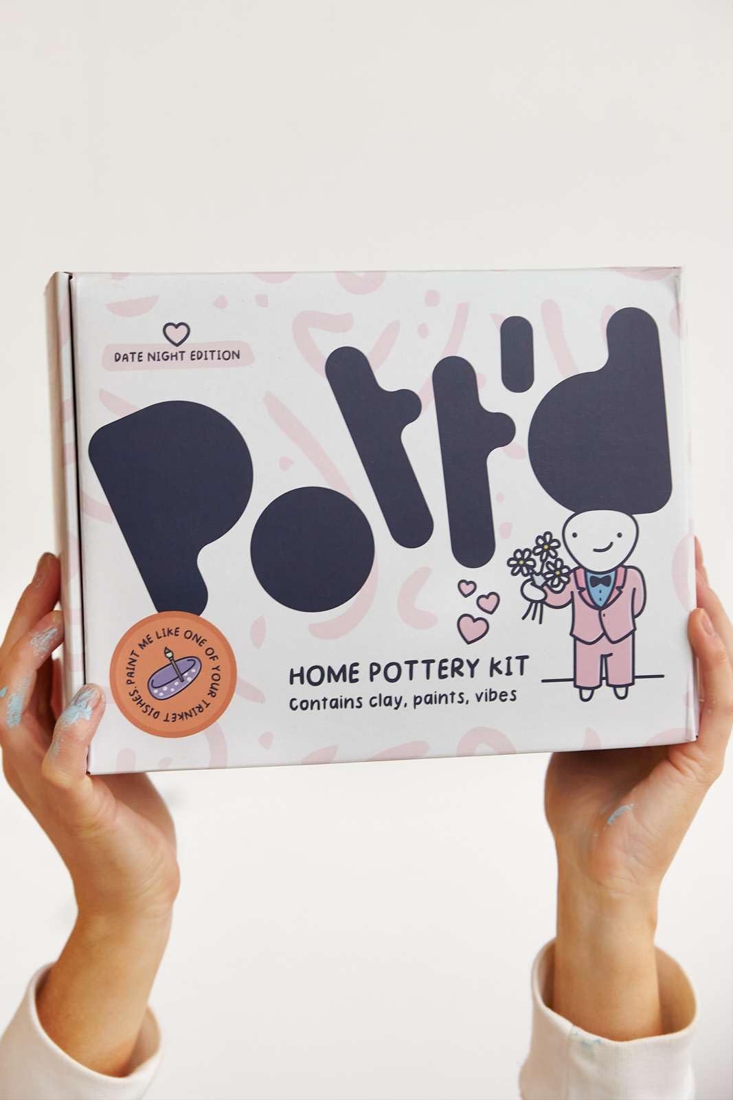Pott'd Air Dry Clay for Adults Date Night Special Edition. Beginners Home Pottery Kit. DIY Craft Kit for Adults. Kit Includes: Air-Dry Clay, Tools, Paints, Brushes, Sealant, How-to-Guides