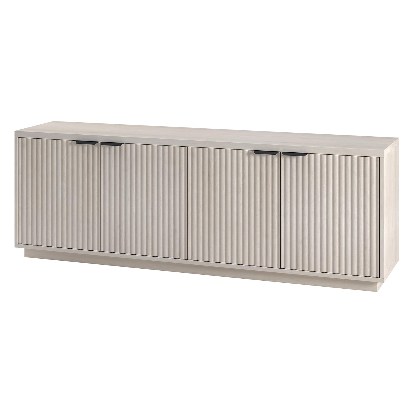 Henn&Hart Fluted TV Stand for TVs up to 78" with 2 Ribbed Storage Cabinets and Adjustable Shelves for Living Room, Family Room, or Office, Beech White