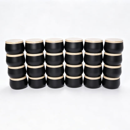 24 Pack 8 oz Candle Tins, Matte Black Metal Candle Jars with Wood Grain Lids, Empty Candle Containers Bulk for Candle Making Supplies, DIY Crafts, Storage & Gifts, Shatterproof Travel Vessels