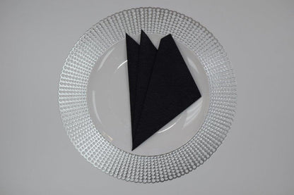 16" Round Placemats (Set of 4), 12 Prefolded 3 ply Napkins, 2 Matching Taper Candles, 2 Glass Candle Holders (Silver)