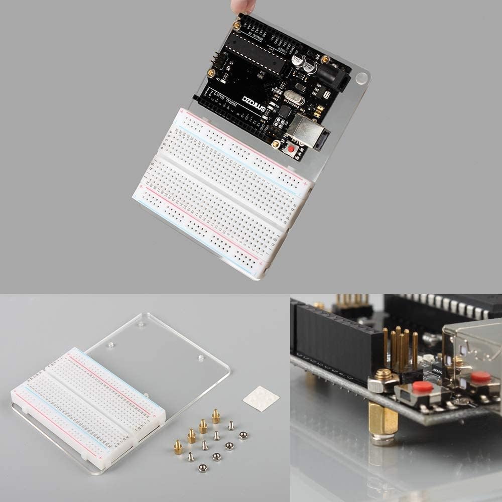Smraza Ultimate Starter Kit with Tutorial, Breadboard Holder, Jumper Wires, Resistors, DC Motor Compatible with Arduino R3 Project Compatible with Mega 2560 Compatible with Nano