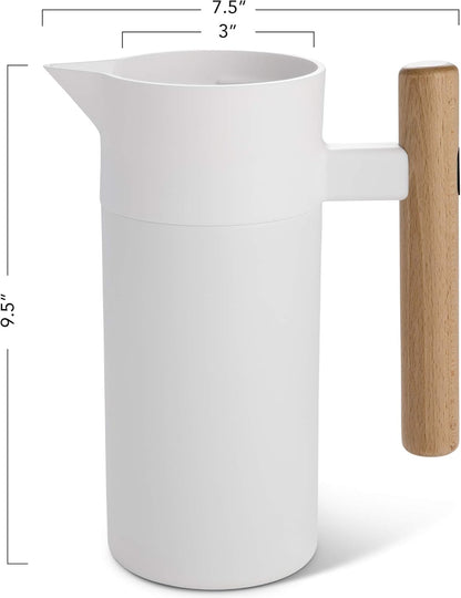 Thermal Coffee Carafe 40 Oz, Stainless Steel Double Walled Vacuum Insulated, 1 Liter Beverage Dispenser