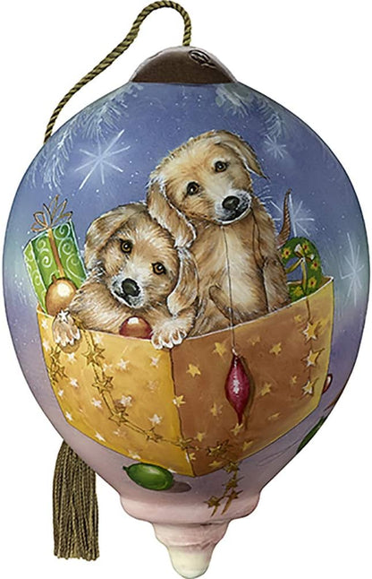 Puppies in Gift Box Ornament