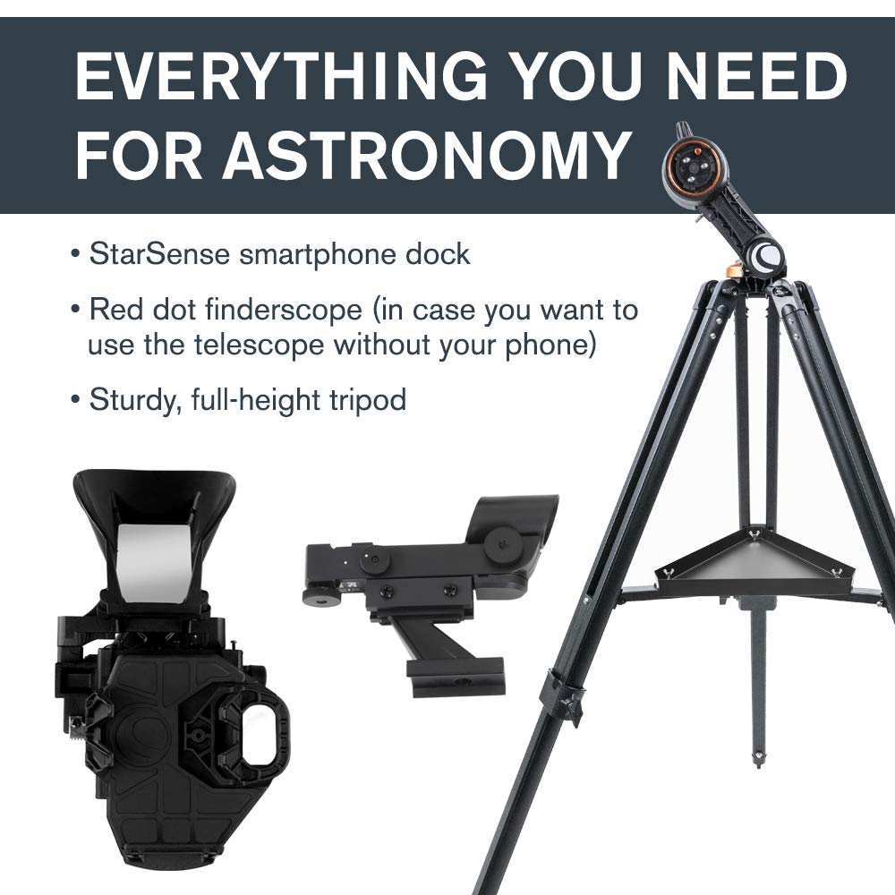 Celestron StarSense Explorer DX 130AZ App-Enabled Telescope – 130mm Newtonian Reflector with Smartphone Dock & StarSense App – iPhone & Android Compatible – Easy-to-Use for Beginners