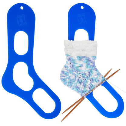 BENECREAT 2Pcs Acrylic Sock Blockers, Blue Large Knitting Sock Ruler Stocking Blockers Socking Stretchers for Knitting & Crochet Stocking Knitters, 3mm Thick