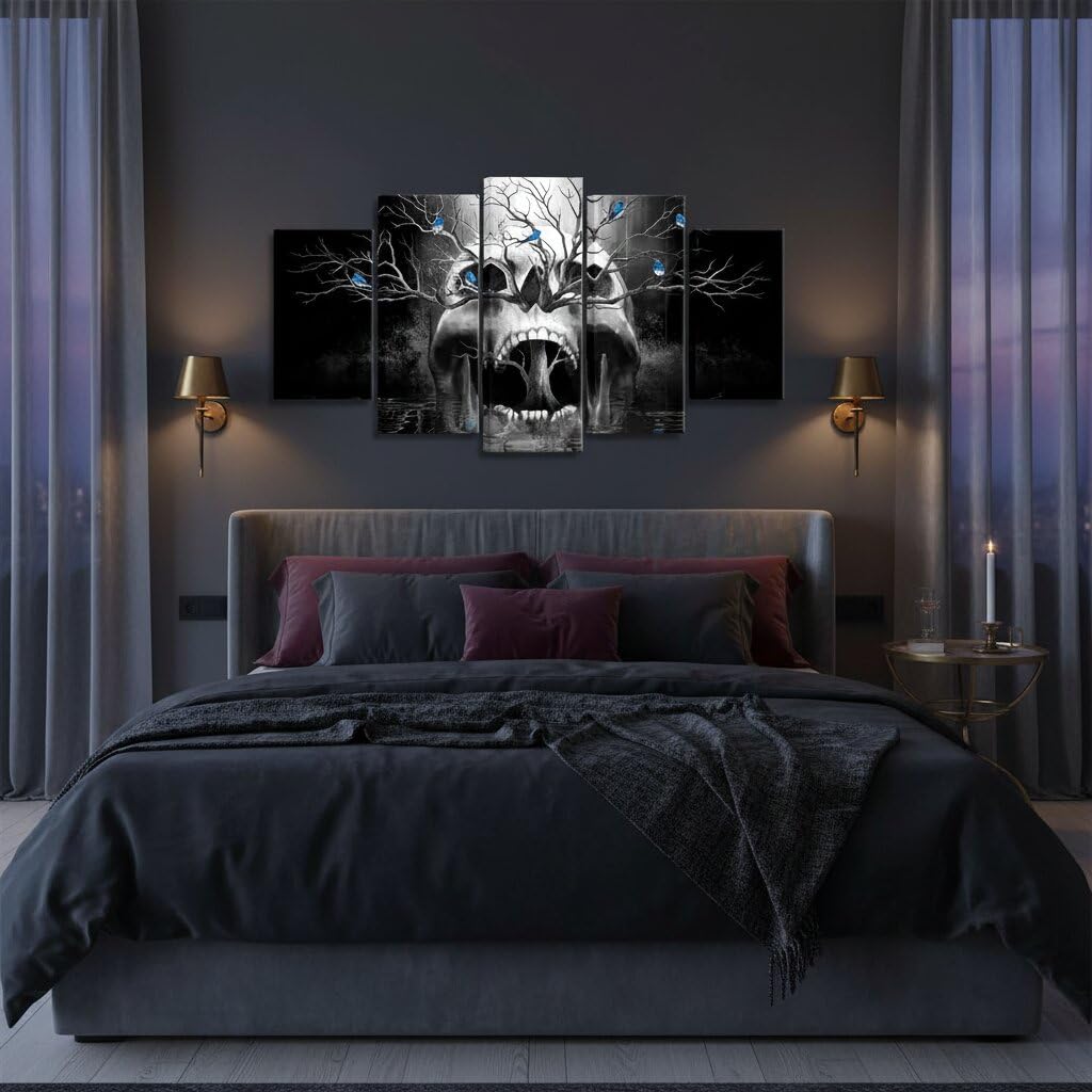 Artmyharbor Large Gothic Wall Art Skeleton Decor Skull Picture