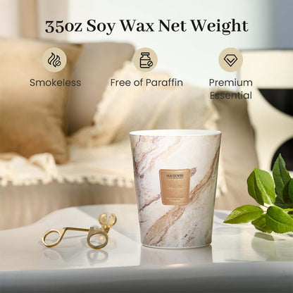 M&SENSE Extra Large Candle 35oz 150H NoirAir Scented Candle, 3 Wick Highly Scented Jar Candle, XL Candles Gift for Stress Relief, Meditation, Yoga