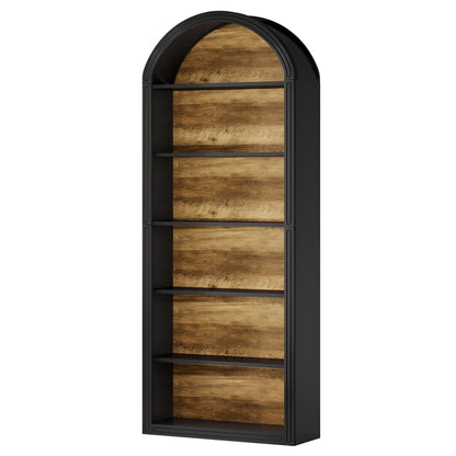 Tribesigns 6-Tier Black Arched Bookshelf, 77.16" Tall Arched Bookcase with Storage Shelves, Floor Standing Open Display Shelving Unit for Living Room, Bedroom, Home Office