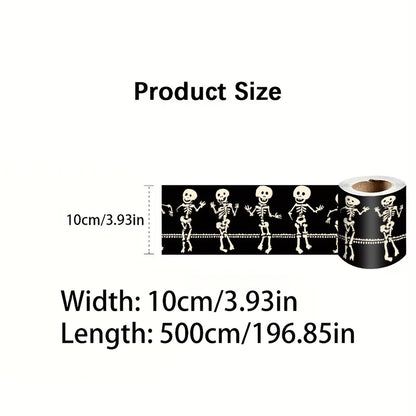 IOHEFY Skeleton Halloween Wallpaper Border 196x4 Inch Removable Wall Border Peel and Stick Dancing Bones Design for Bedroom Bathroom Living Room Kitchen Wall Trim Decor Spooky Gothic Holiday Style