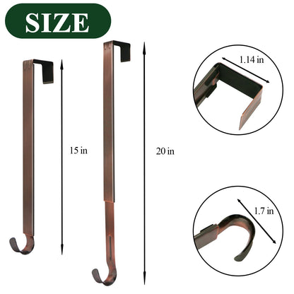 ZMCINER Wreath Hanger for Front Door, Adjustable Wreath Hanger from 15 to 25 Inches, 20 lbs Larger Door Upgrade Christmas Fall Wreaths Decorations Hook (Bronze)