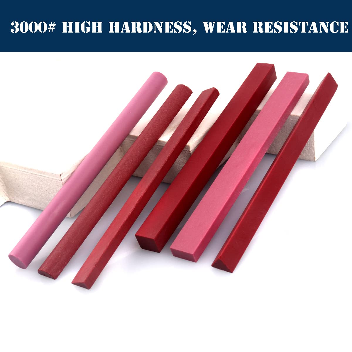 CBRIGHT Sharpening Stone Set, 6pcs 3000# Ruby Whetstone Kit Small Fine Polishing Sharpener Stone for Sharpen Chisel Gouge,Knife and Bladed Cutting Tools, Variety of Shapes[Length:100mm(3.94Inch)]