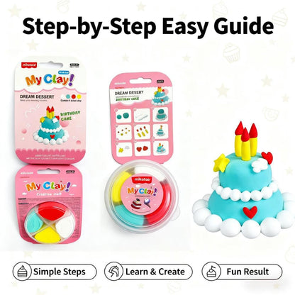 Air Dry Clay Dessert Kit for Kids – 12 Mini Dessert DIY Crafts with Tools, Birthday Cake & Ice Cream Pretend Food, Non -Toxic Arts & Crafts Gift for Girls & Boys Ages 5+