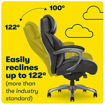 BOWERY HILL Faux Leather Modern Swivel Executive Office Desk Chair, Height Adjustable Upholstered Rolling Chair for Meeting Room, Comfortable Computer Chair for Home Office and Study Room, Black