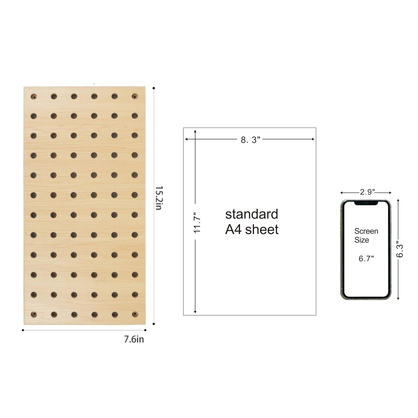 UMICAL 2 Pack Beige Wooden Pegboard, Modular Wall Organizer Storage Shelf with Hooks, Multi‑Use Display Peg Board for Home Office Bathroom Laundry Room
