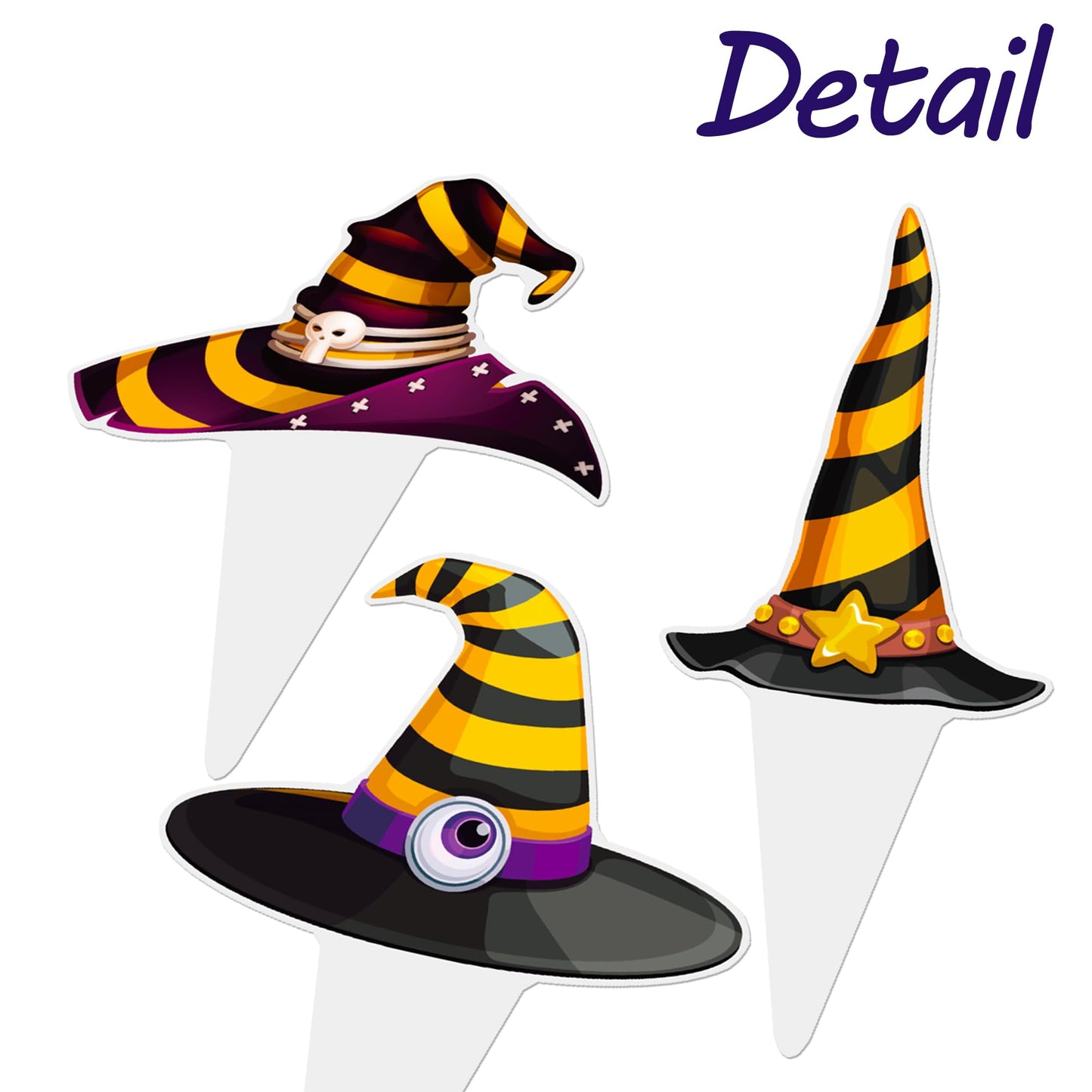 Witch Hat Cupcake Topper Halloween Horror Theme Decorations 48PCS Halloween Witch Hat Cupcake Picks Decor for Boys Girls Birthday Baby Shower Party Supplies