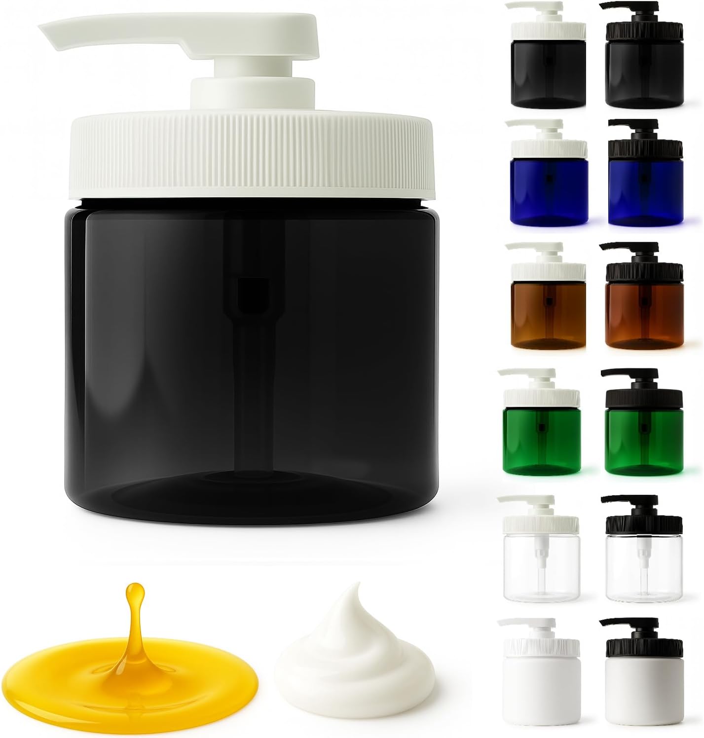 16oz (1, Royal Massage Refillable Pump Jar with Locking Dip Tube Dispenser BPA-Free Plastic Container for Massage Oils