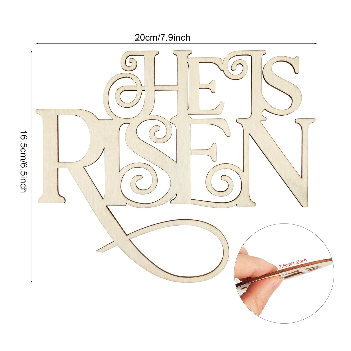 6 Pack 8 Inch Wood He is Risen Letters Cutouts Wood He is Risen Signs Wooden He is Risen Hanging Ornaments DIY He is Risen Wall Decor for Home Party Decoration