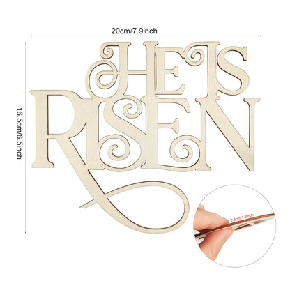 6 Pack 8 Inch Wood He is Risen Letters Cutouts Wood He is Risen Signs Wooden He is Risen Hanging Ornaments DIY He is Risen Wall Decor for Home Party Decoration