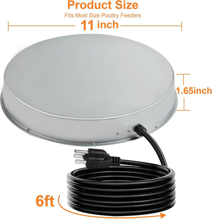 6 125W Poultry Chicken Water Heater: Chicken Water Heater Base for Winter, for Plastic/Metal Poultry Watere Under