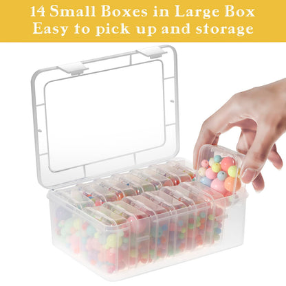 Mathtoxyz Small Bead Organizers, 45 Pieces Plastic Storage Cases Mini Clear Bead Storage Containers Transparent Boxes with Hinged Lid and Rectangle Clear Craft Supply Case