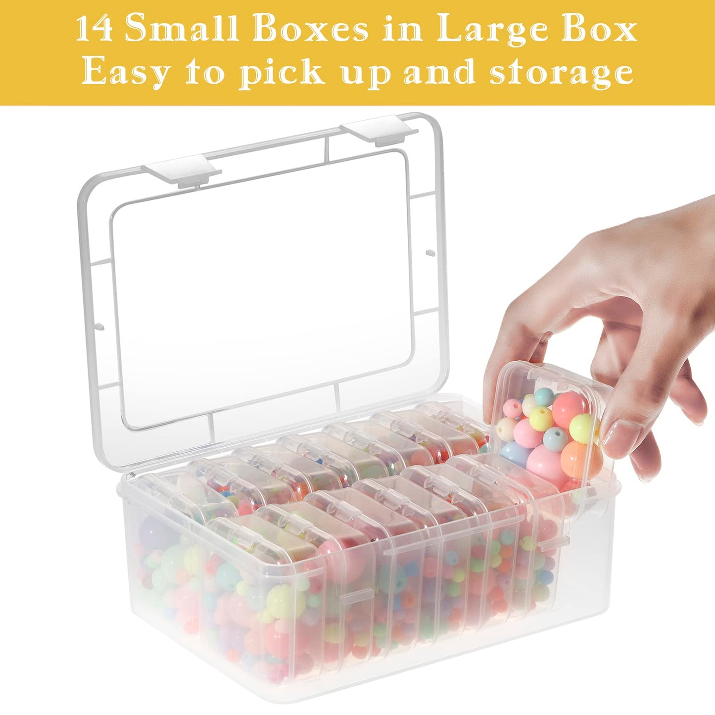 Mathtoxyz Small Bead Organizers, 45 Pieces Plastic Storage Cases Mini Clear Bead Storage Containers Transparent Boxes with Hinged Lid and Rectangle Clear Craft Supply Case