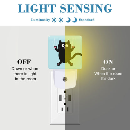 Uiaoiais Cartoon Black Cat Claw Scratch Glass Night Light for Kids, LED Night Light Plug into Wall with Dusk to Dawn Sensor for Girls Boys Women Room Decor,Hallway,Kitchen,Bathroom,Nursery,Stairs