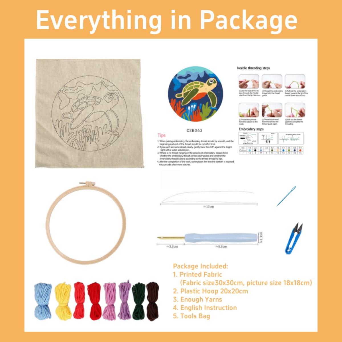 Punch Needle Kits Cute Baby Orange Highland Cow in Daisy Flowers Easy for Beginners DIY Punch Needle Yarn Starter Embroidery Set for Craft Lovers with Printed Pattern and Hoop for Home Decor 20x20cm