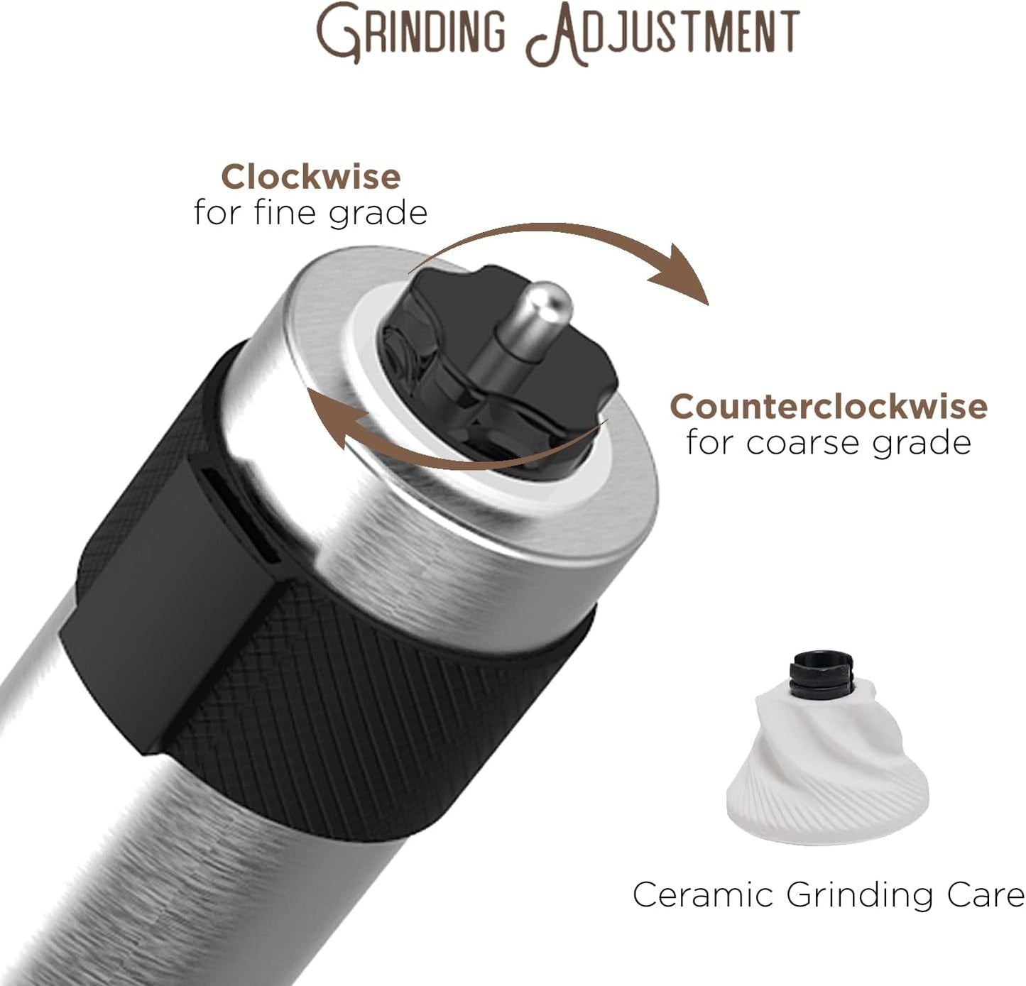 Manual Coffee Grinder — Stainless Steel Conical Burr Coffee Bean Grinder with Hand Crank, 18 Adjustable Settings