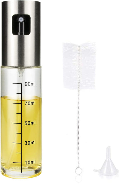 Olive Oil Sprayer for Cooking, 100ml Portable Glass Oil Spray Bottle for BBQ, Air Fryer, Baking, Grilling