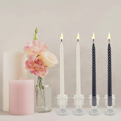 6 PCS Glass Candlestick Holders, Taper Candle Holders for Taper Candles Small Table Centerpiece Decor, Thick Glass Candle Holders for Rustic Wedding Centerpieces, Party Supplies
