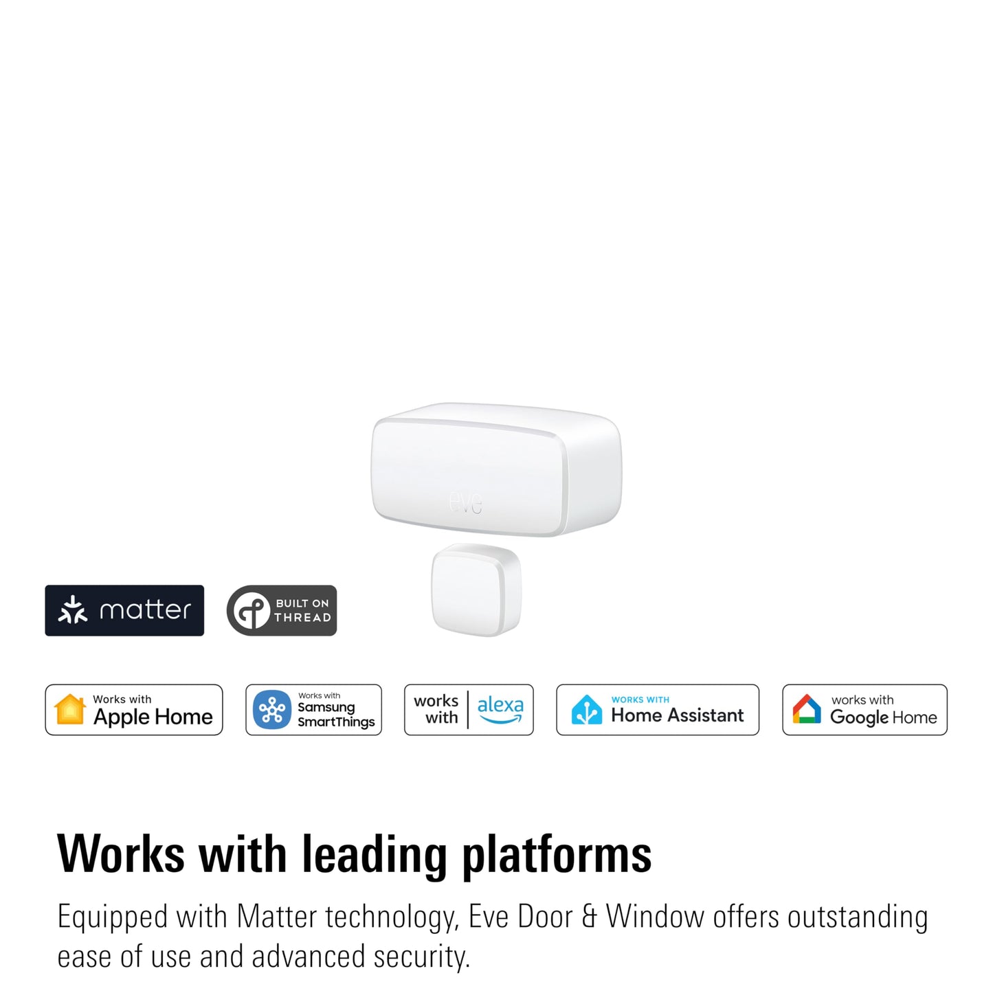 Eve Door & Window (Matter) 3 Pack – Smart Contact Sensor for Doors & Windows, Open/Closed State, Automatic Control of Accessories, Matter Over Thread, Apple Home, Alexa, Google Home, SmartThings