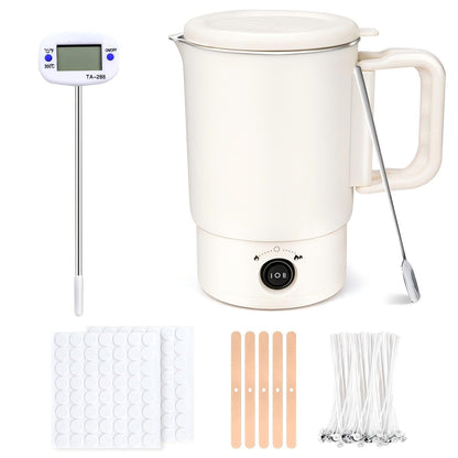Wax Melter Kit for Candle Making, 1.8L 60OZ Large Candle Melting Pot, DIY Candle Making Supplies for Woman, Included Candle Wicks, Wick Stickers, Centering Device, Stirring Spoon, Mothers Day Gifts