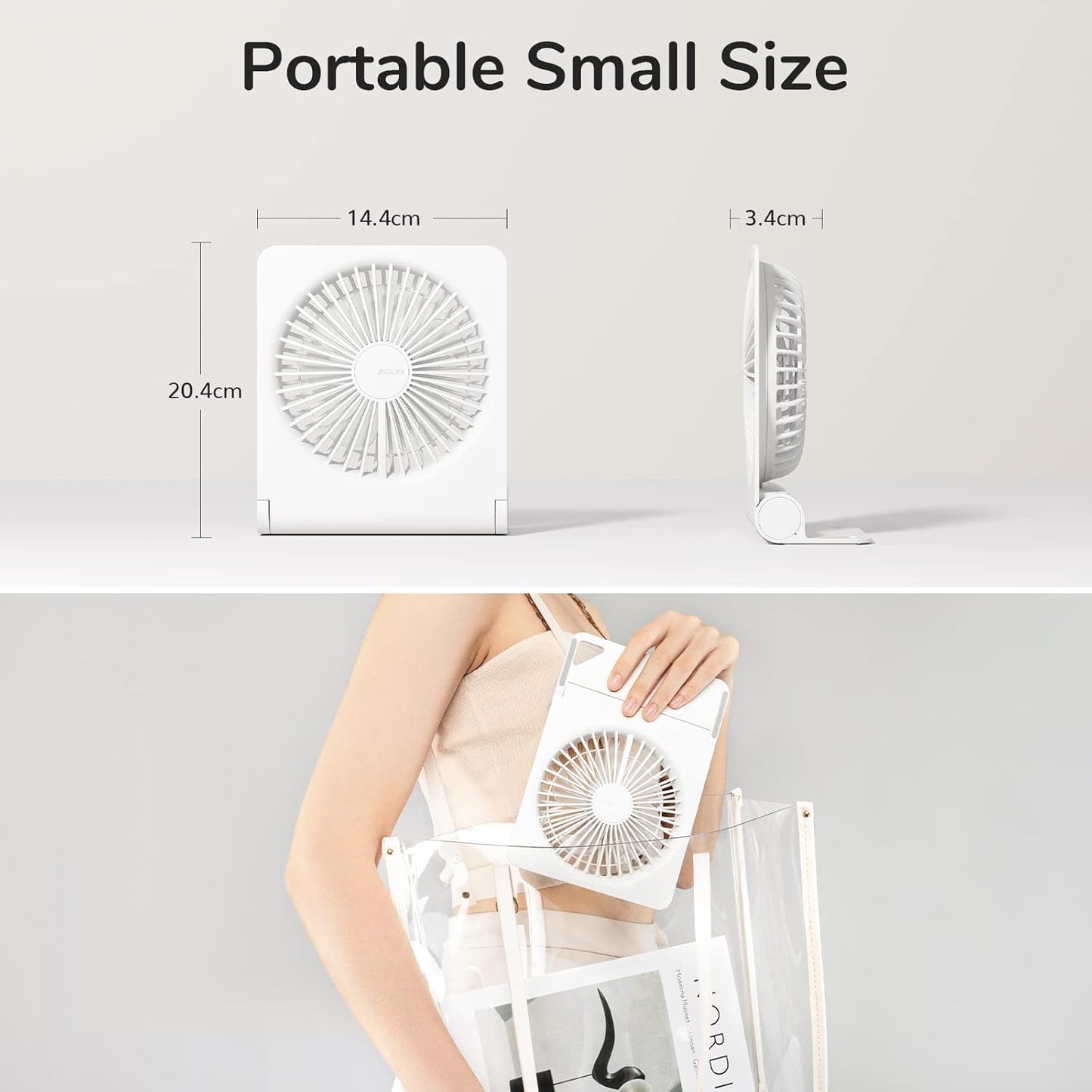 JISULIFE Small Desk Fan, Portable USB Rechargeable Fan, 160° Tilt Folding Personal Mini Fan with 2000mAh Battery, Ultra