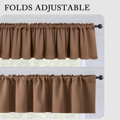 MIULEE Mocha Blackout Valance Thermal Insulated Rod Pocket Window Treatment Tiers Short Curtain 52 x 18 Inches 1 Panel,