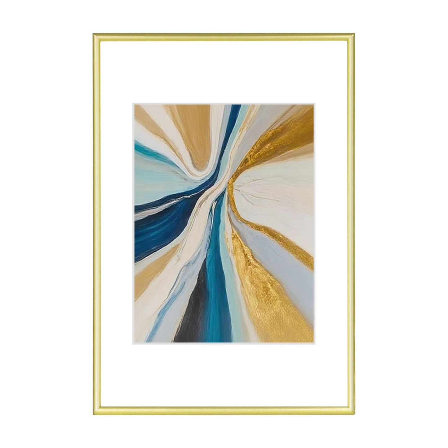 Fkvat 8x12 Picture Frame, Gold Brushed Thin Metal Aluminum Photo Frame with HD Glass, Fit 6x8 with Mat or 8 x 12 without Mat, for Table and Wall, 1 Pack