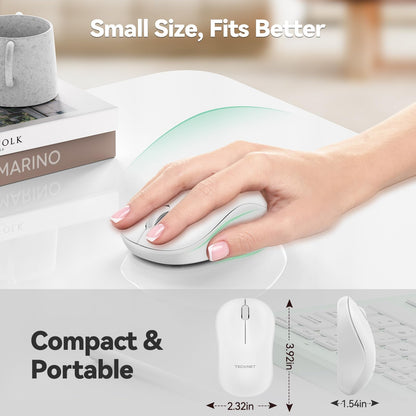 TECKNET Wireless Mouse for Laptop, 2.4G Silent Computer Mouse Quiet Click with 5 DPI Levels,Contoured Grip,Small Portable 30 Months Battery Cordless Mice for PC, Chromebook, Mac - Pink
