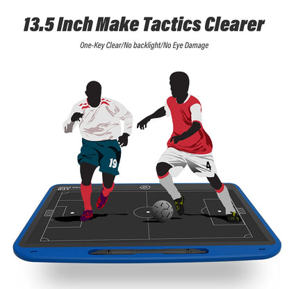 VNVDFLM 13.5’’ Electronic Football Tactical Board Soccer Coaching Board,LCD Soccer Strategy Board with Stylus Pen,Football Marker Board Training Writing Tablet Perfect Coach Gifts-Football Blue