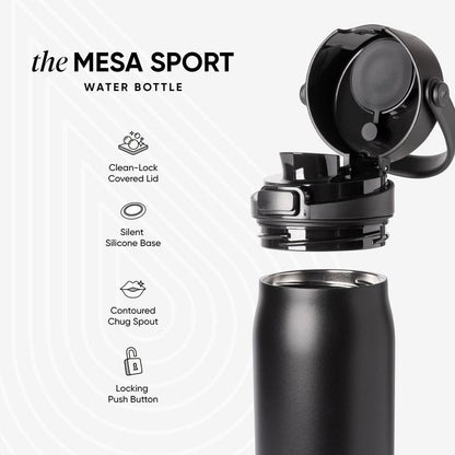 Simple Modern Mesa Sport Water Bottle with Covered Chug Lid | 24oz Cup Holder Friendly Insulated Stainless Steel Bottle for Gym, Sports and Travel | Costal Fog