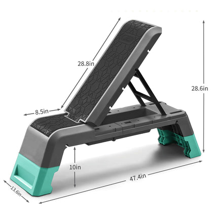 leikefitness Exercise Step Platform, Multifunctional Aerobic Deck with Cord and Adjustable Dumbbell & Weight Bench, Fitness Equipment for Workout Home Gym, GM5821 (Black)