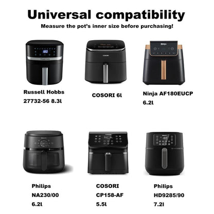 PINTAUR 9-Inch Large Square Silicone Air Fryer Liners for Ninja AF141 AF181 AF142 Cosori 6QT, 2 Pack Silicone Pot Baking Accessories for Chefman, Instant, Cuisinart, Reusable Tray Insert 5–8QT
