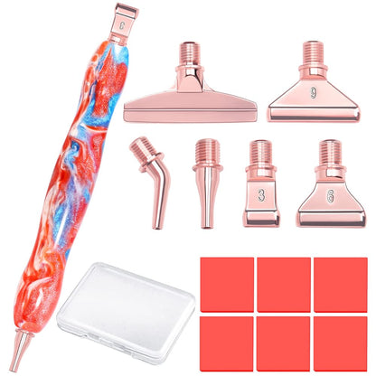 Praise V Do Diamond Painting Art Drill Pen Kit with Screw Steel Rose Metal Tip Nibs Placers Tool Accessories, Ergonomic Diamond Art Pen for 5D Diamond Paint Bead Dot RedBlue