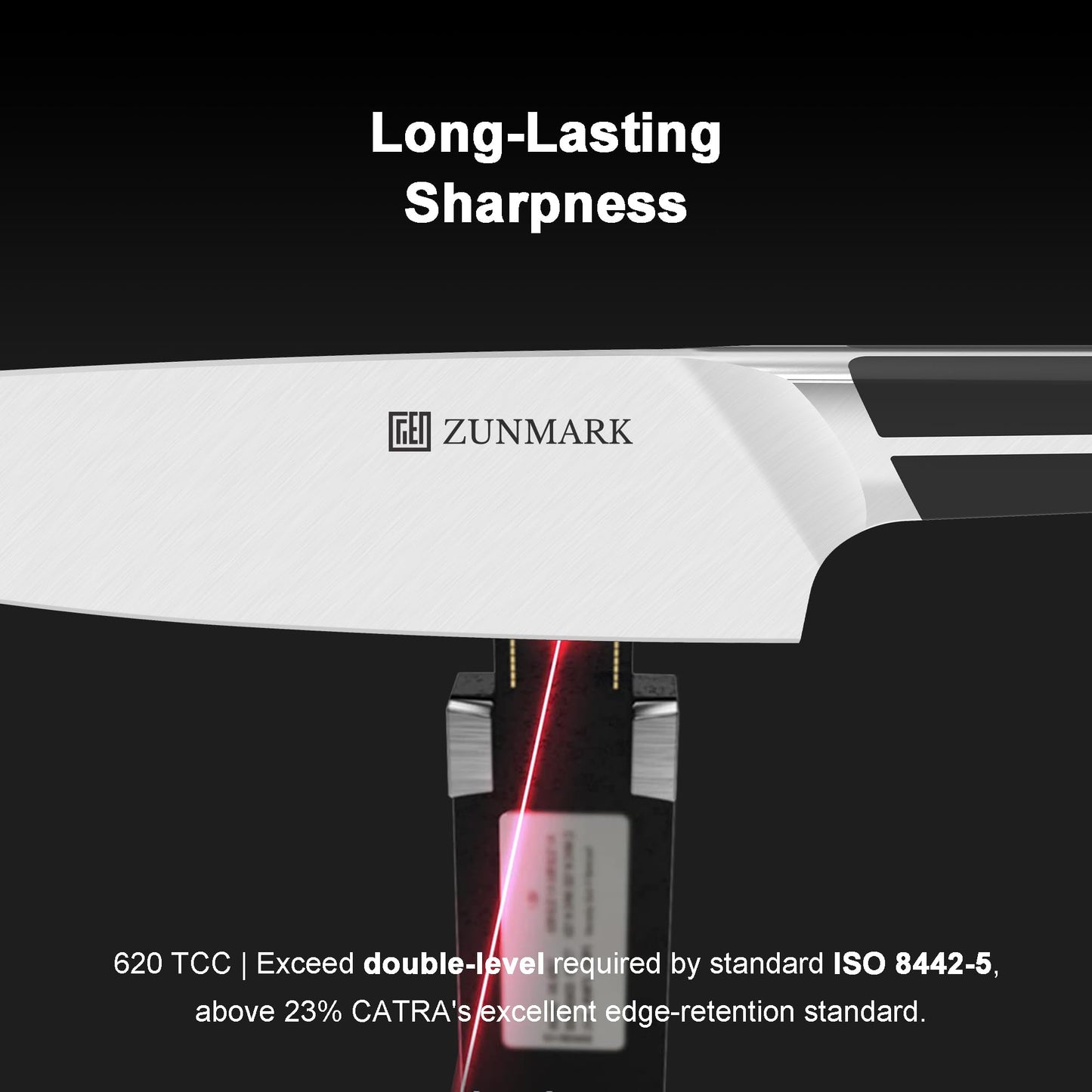 ZUNMARK Kitchen Knife Set, 14 PCS Knife Sets for Kitchen with Block, X50CrMoV15 High Carbon German Steel Knife Set with 6X Serrated Steak Knife, Heavy