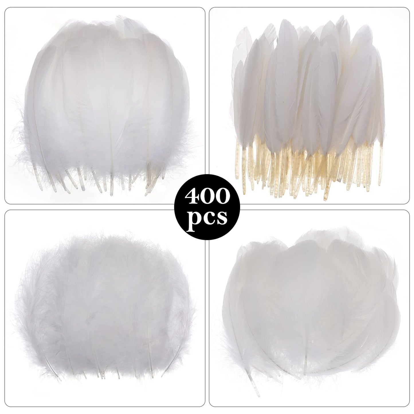 MWOOT 4 Styles Assorted Crafts Feathers (White)