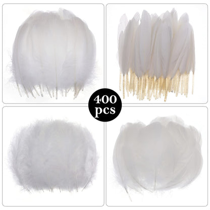 MWOOT 4 Styles Assorted Crafts Feathers (White)