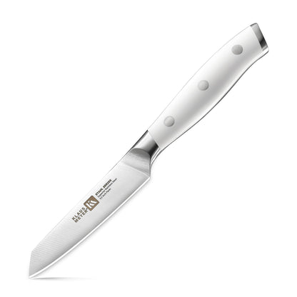Klaus Meyer Stahl 3.5 inch Paring Knife High Carbon Exclusive German Steel Fruit Knife, Small Kitchen Knife with Ergonomic Handle (White)