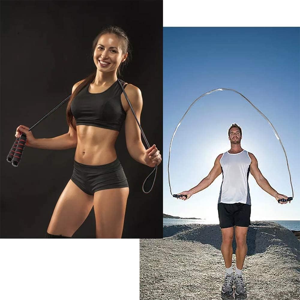 Two pack Jump Rope Skipping Rope for Rope Skipping, Speed Jump Rope for Exercise,Jump Rope for Kids Men Women for Fitness (Red and Blue)