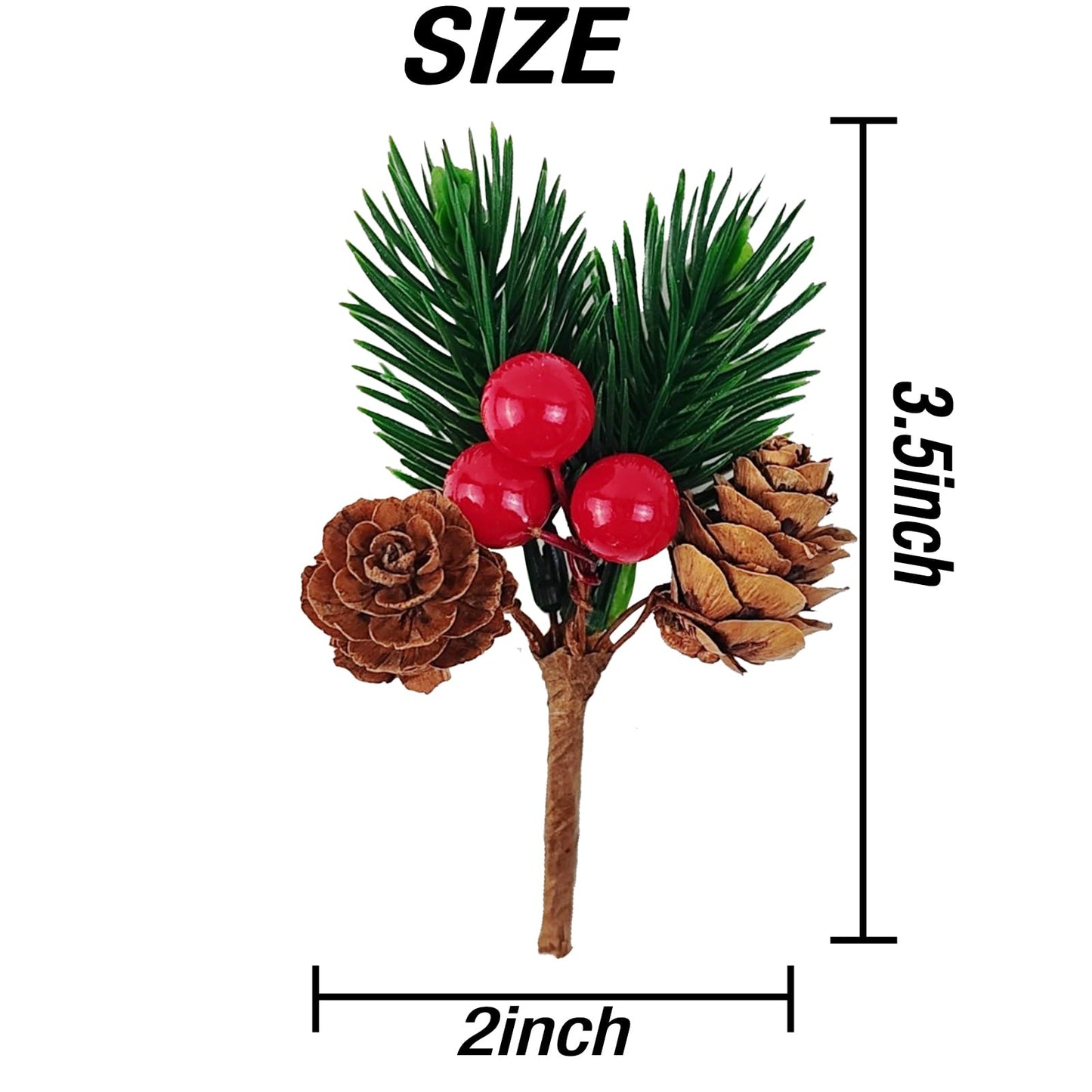 GXXMEI 30PCS Christmas Floral Picks, Pine Cone Holly Berry Stems for Crafts, Artificial Christmas Picks and Sprays, Red Berry Branches Greenery for Christmas Home Decor, Garland, Wreath