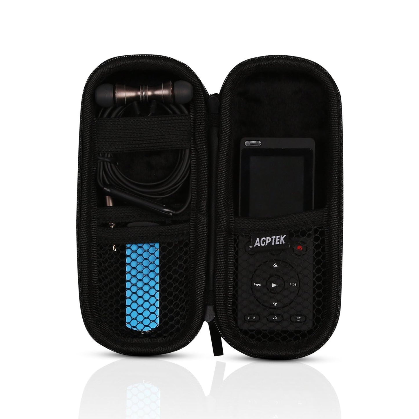 AGPTEK Carrying Case, EVA Zipper Carrying Hard Case Cover for Digital Voice Recorders, MP3 Players, Storage Holder for 3D Printing Pen, USB Cable, Earphones, Memory Cards, U Disk, Black