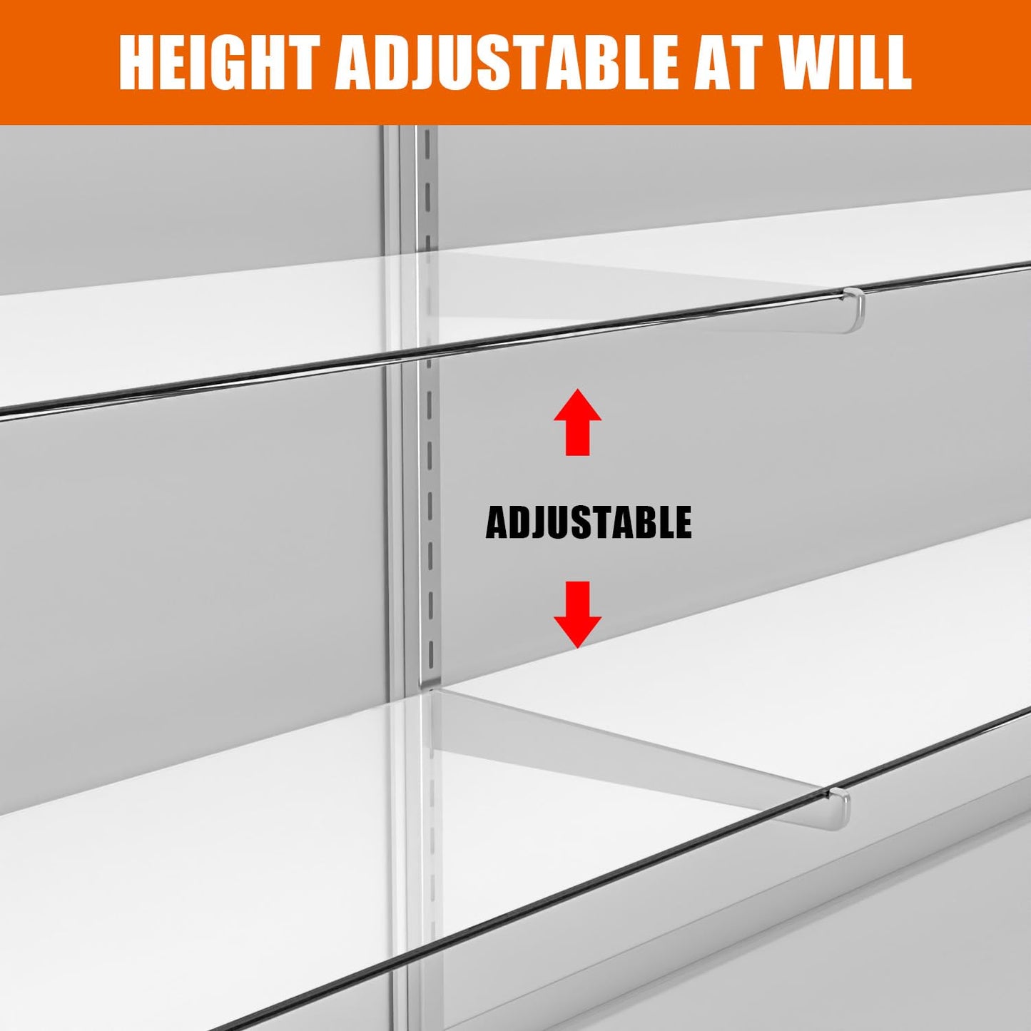 HUZJIEHUI 48" W x 38" H x 18" D - Retail Display Cabinet, White Wooden Full View Glass Display Cabinet with LED Lights and Glass Shelves