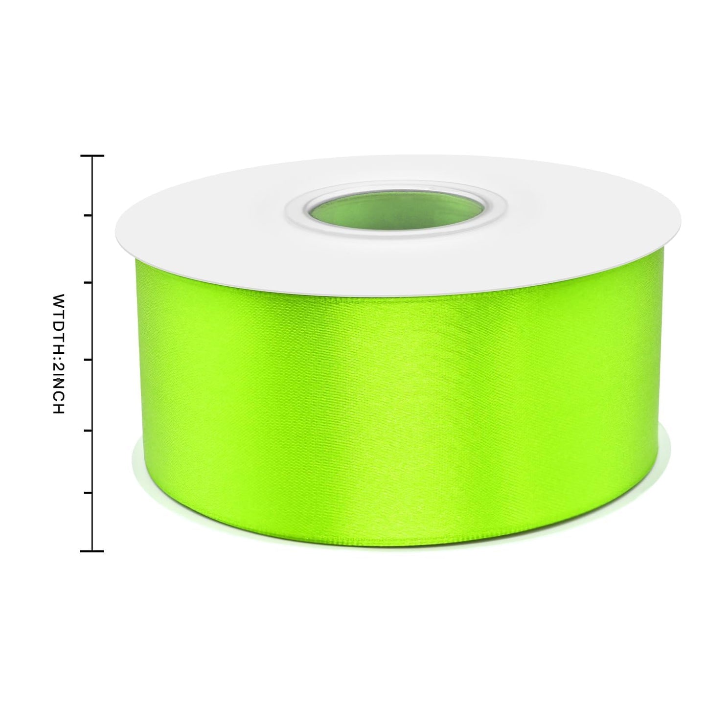 Simplegoal Double Face Lime Green Satin Ribbon 2 Inch X 50 Yards Polyester Ribbons for Gift Wrapping Fabric Ribbon for Crafts Flower Bouquet Sewing Arts Wedding Party Decoration…